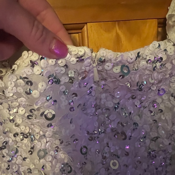 Adriana Papell ivory/silver sequin & beaded dress! - Picture 5 of 5